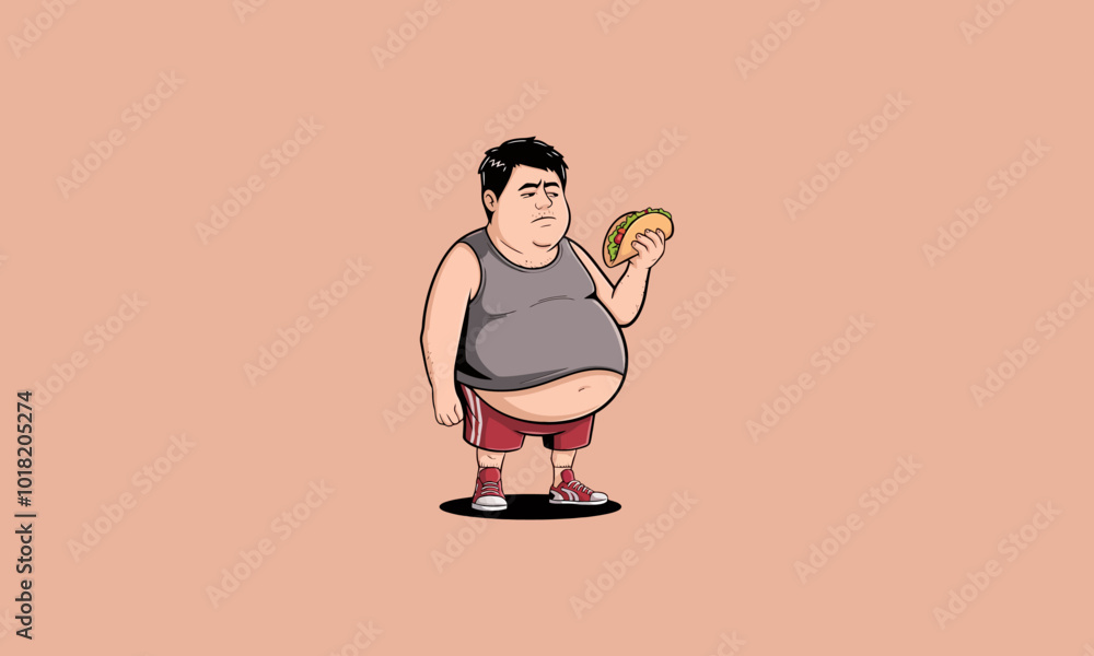Unimpressed man holding a taco in casual workout attire Unimpressed man holding a taco in casual workout attire