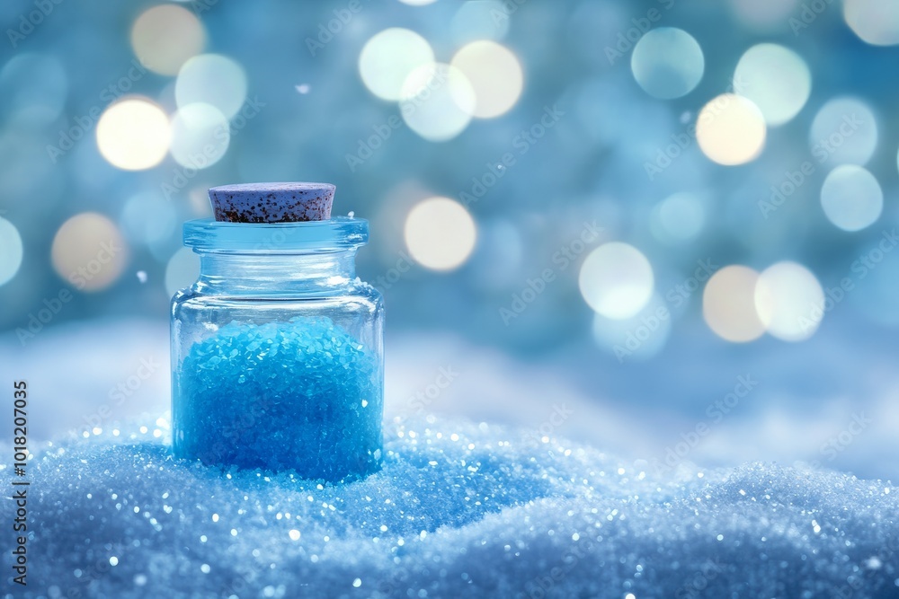 Blank jar of artificial snow-covered winter protective cosmetic product Blank jar of artificial snow-covered winter protective cosmetic product