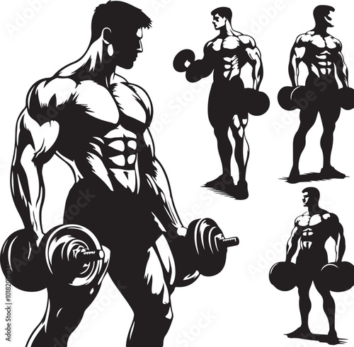 silhouette vector design bodybuilder photo