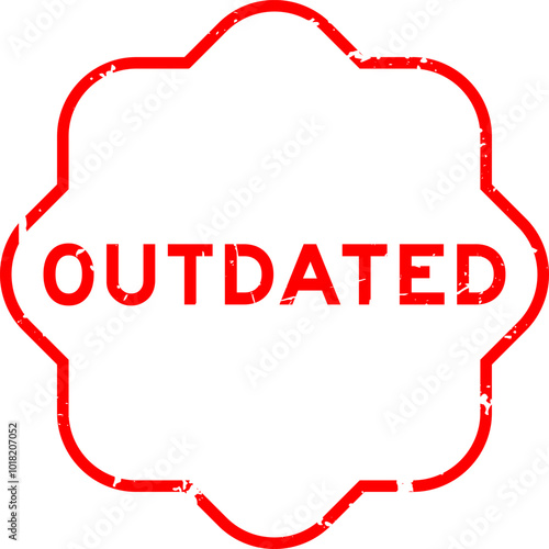 Grunge red outdated word rubber seal stamp on white background