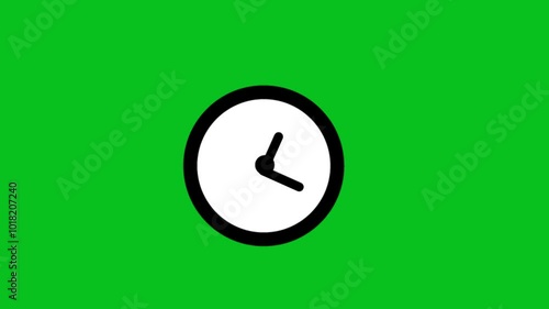 Greenscreen Analog Watch Icon concept animation, 24 hours arrow fast rotated 4k animation.