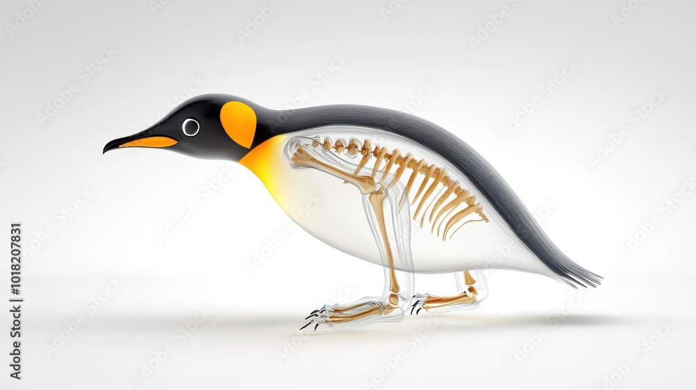 Fototapeta premium Anatomy of an Antarctic Penguin Skeleton in Minimalist Studio Setting