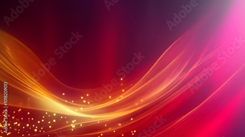 Abstract Red and Gold Background with Shimmering Lights