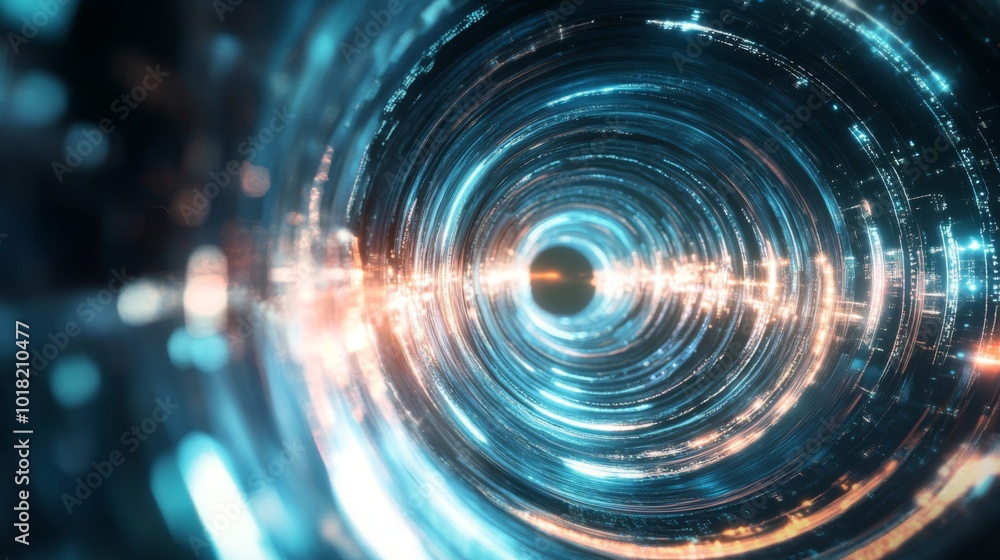 Abstract Tunnel of Glowing Blue and Orange Rings Abstract Tunnel of Glowing Blue and Orange Rings
