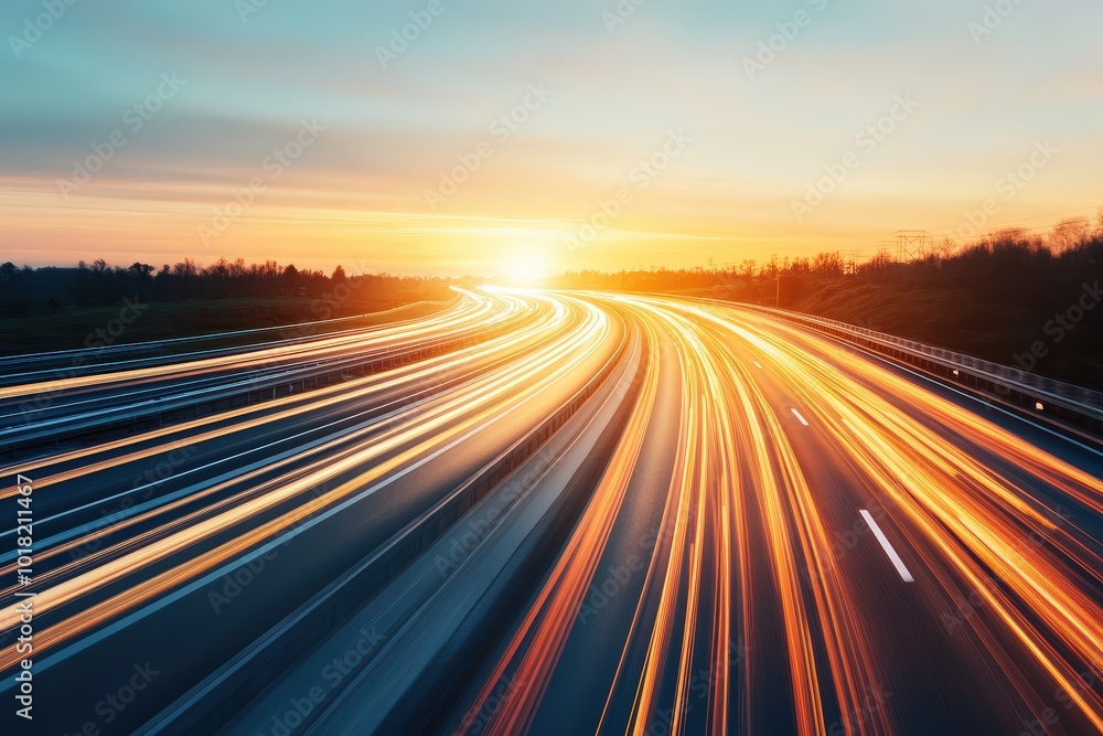 Aerial View of International Highway at Dawn Aerial View of International Highway at Dawn