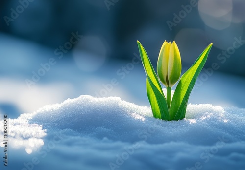 Snow-covered plant; South Shields, Tyne and Wear, England photo