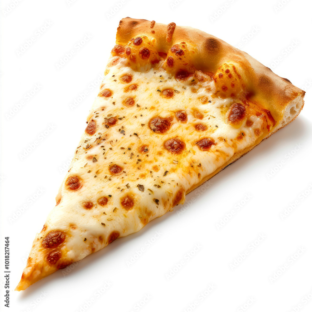 Slice of Four Cheese Pizza on a White Background Showcasing Melted Cheese and Golden Crust Slice of Four Cheese Pizza on a White Background Showcasing Melted Cheese and Golden Crust
