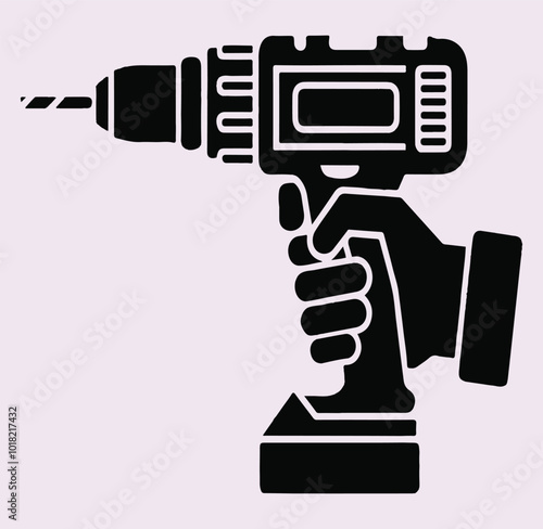 Silhouette Vector Art Illustration of a Drill Machine