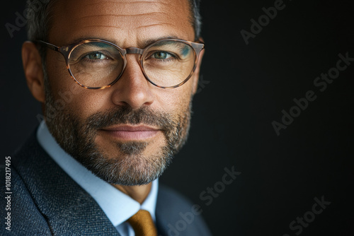 Portrait of a man in a suit and glasses