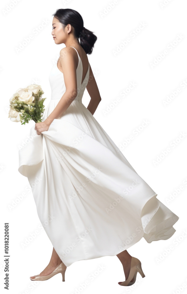 PNG A asian bride holding flowers dress footwear fashion. PNG A asian bride holding flowers dress footwear fashion.