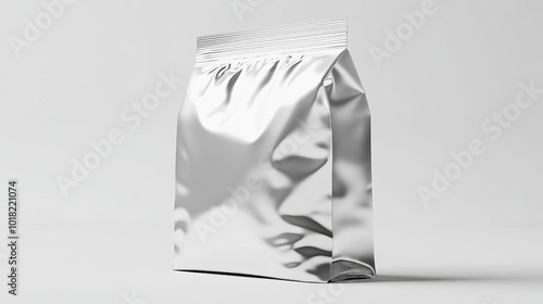 The image shows a crumpled white plastic bag with a rope handle displayed against a grey background, useful for illustrating packaging, recycling, or other environmental studies.