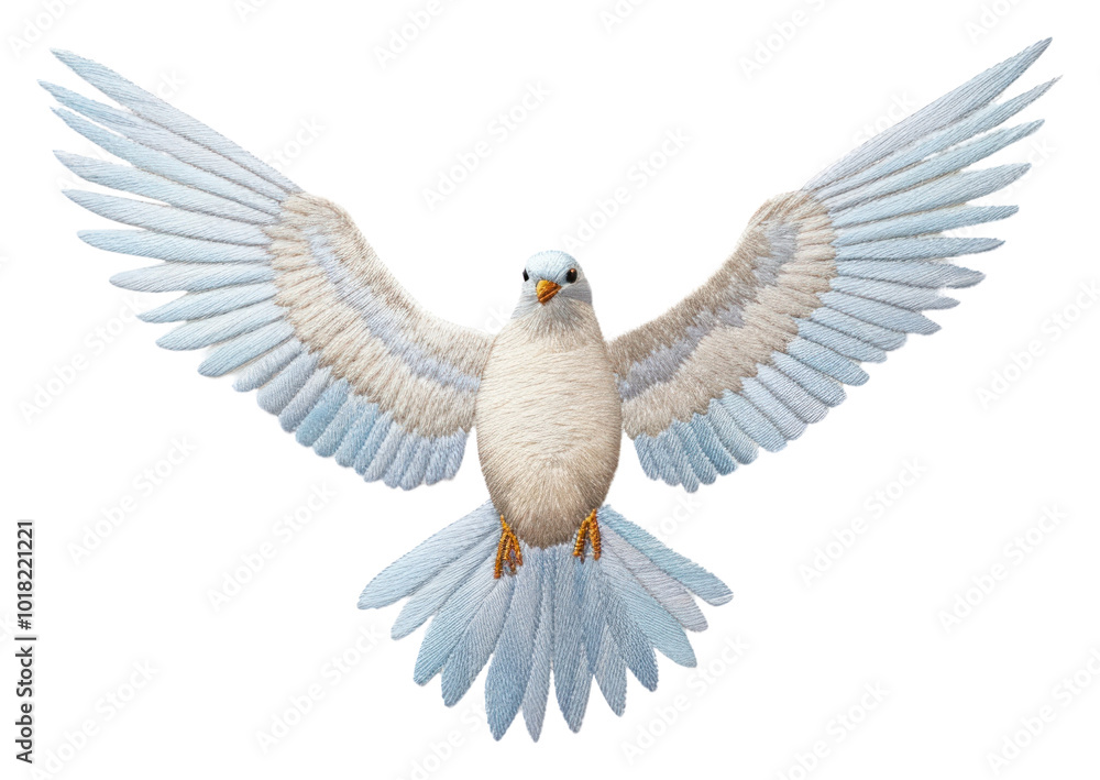 Obraz premium PNG Dove in embroidery style animal flying white.