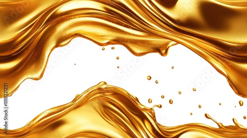 Golden Liquid Fluid Splash and Swirl Background