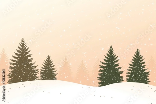 Wallpaper Mural Winter landscape with snowy fir trees in frozen mountains. Christmas background with tall spruce trees surrounded by snowflakes. Winter greeting card. Happy New Year. Torontodigital.ca