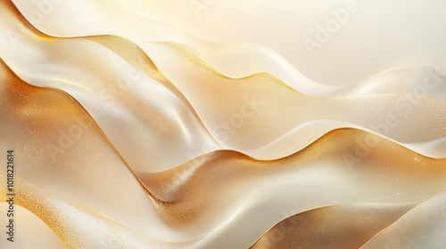Abstract golden waves flowing smoothly across a shimmering surface, with soft light and gradients creating a luxurious, elegant background