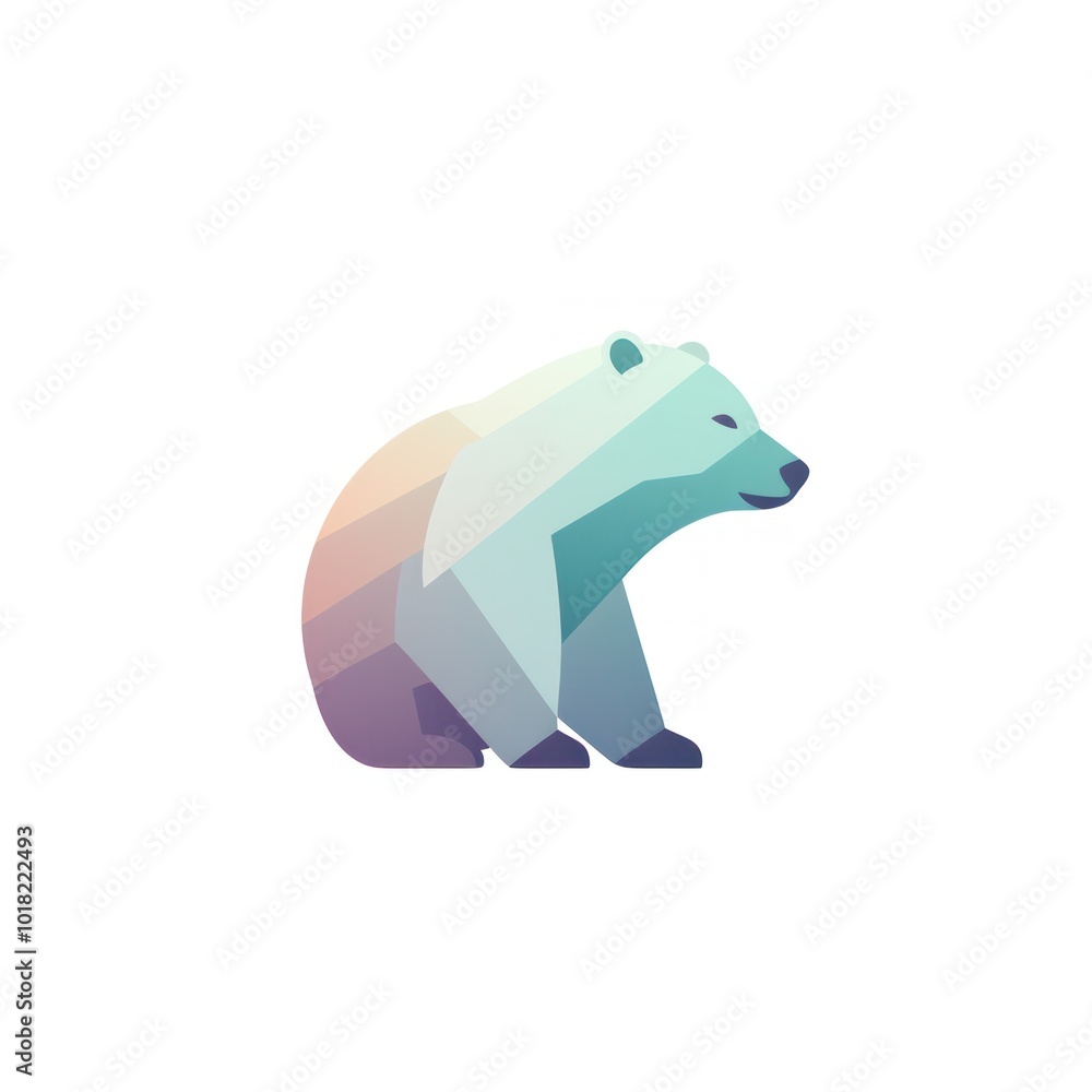 Obraz premium Colorful Gradient Polar Bear on White Background, Illustration. Modern Abstract Animal Artwork