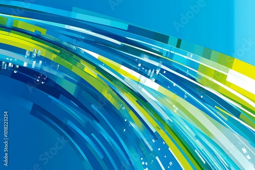 Abstract Blue Green Curved Lines Background Design