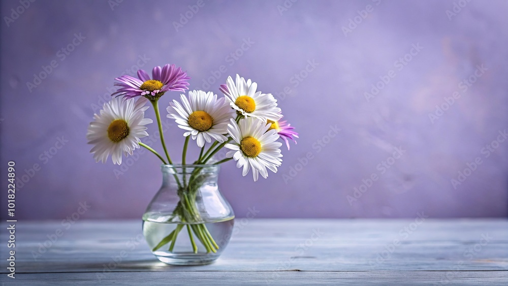 custom made wallpaper toronto digitalMinimalist purple and white daisies in a delicate vase