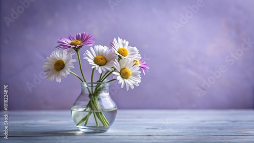 Wallpaper Mural Minimalist purple and white daisies in a delicate vase Torontodigital.ca
