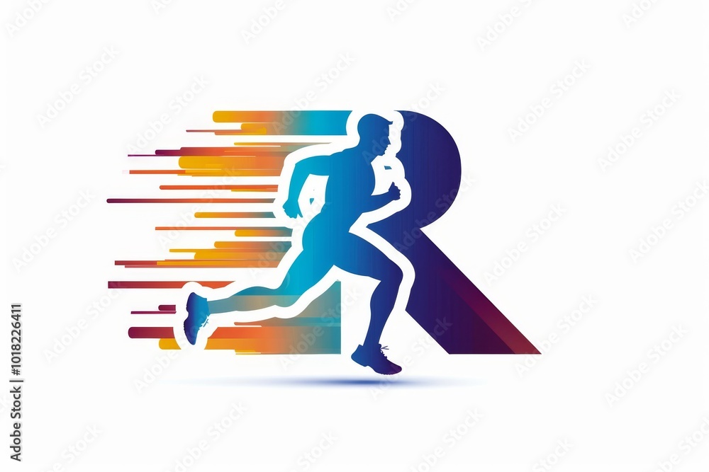 Fototapeta premium Running logo, run symbol, R for run template isolated on white background