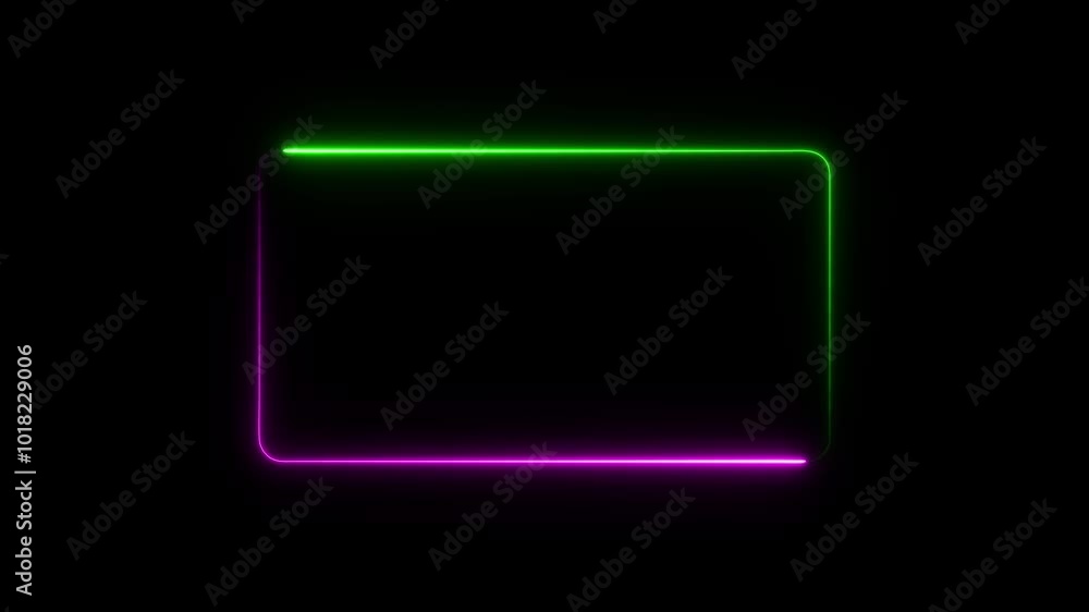 Glowing Neon Line Rectangle Frame Animation. Glowing Neon Line Rectangle Frame Animation.