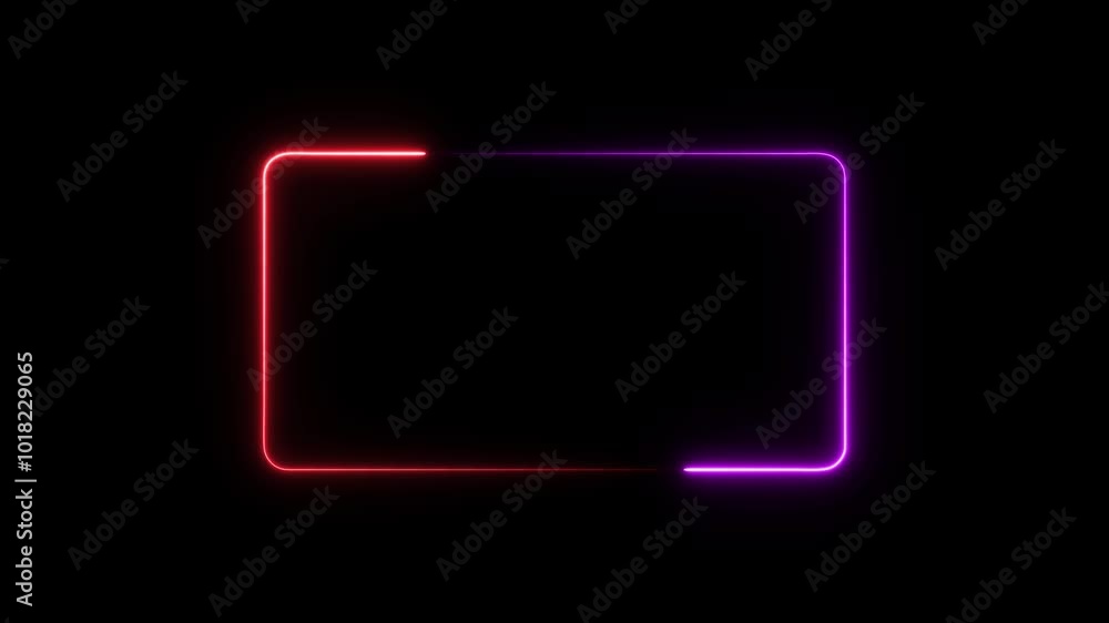 Glowing Neon Line Rectangle Frame Animation. Glowing Neon Line Rectangle Frame Animation.