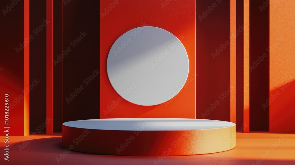 Red and White Geometric Minimalist Display Stand Red and White Geometric Minimalist Display Stand