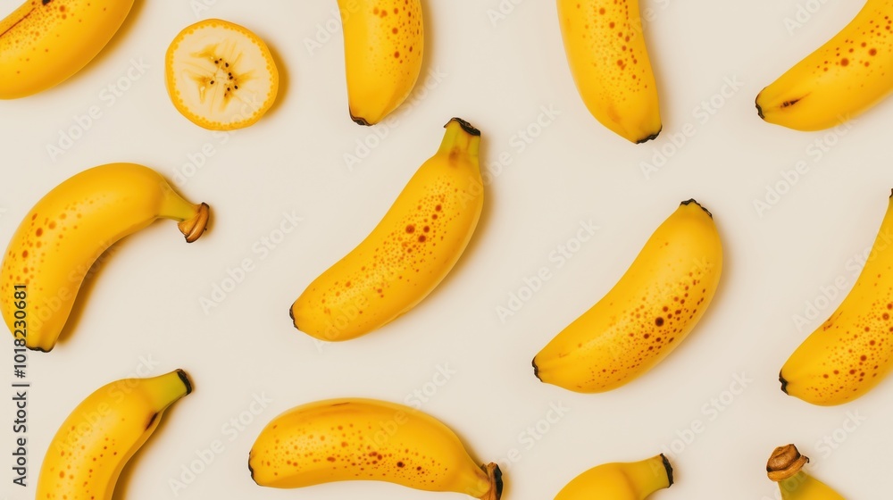Fresh bananas on white background for spring-themed design and digital media Fresh bananas on white background for spring-themed design and digital media