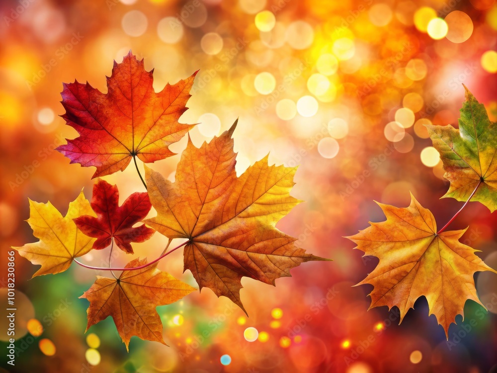 Vibrant Autumn Leaf Background with Bokeh Effect for Textures and Designs Vibrant Autumn Leaf Background with Bokeh Effect for Textures and Designs