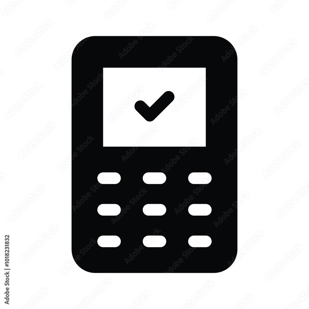 A calculator with a checkmark for confirmed calculations or transactions A calculator with a checkmark for confirmed calculations or transactions