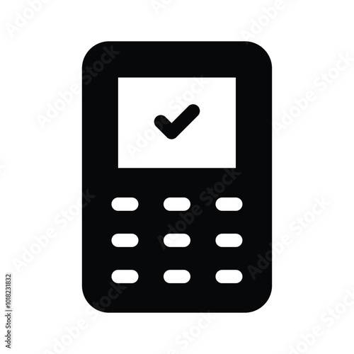 A calculator with a checkmark for confirmed calculations or transactions