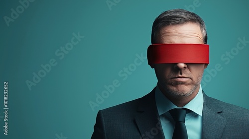 A person wearing blinders, unable to see new possibilities.