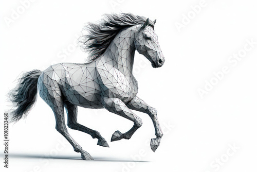 Geometric horse in motion. Space for text. photo