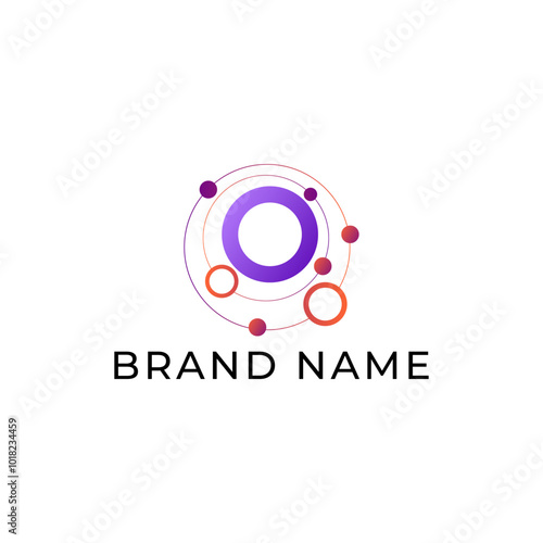 ILLUSTRATION CONNECTED CIRCLE GRADIENT PURPLE COLOR. TECH LOGO ICON TEMPLATE SIMPLE DESIGN ELEMENT VECTOR