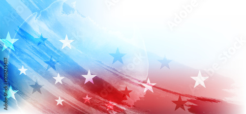 Concept USA flag abstract grunge blot background. American Independence Day modern vector design
