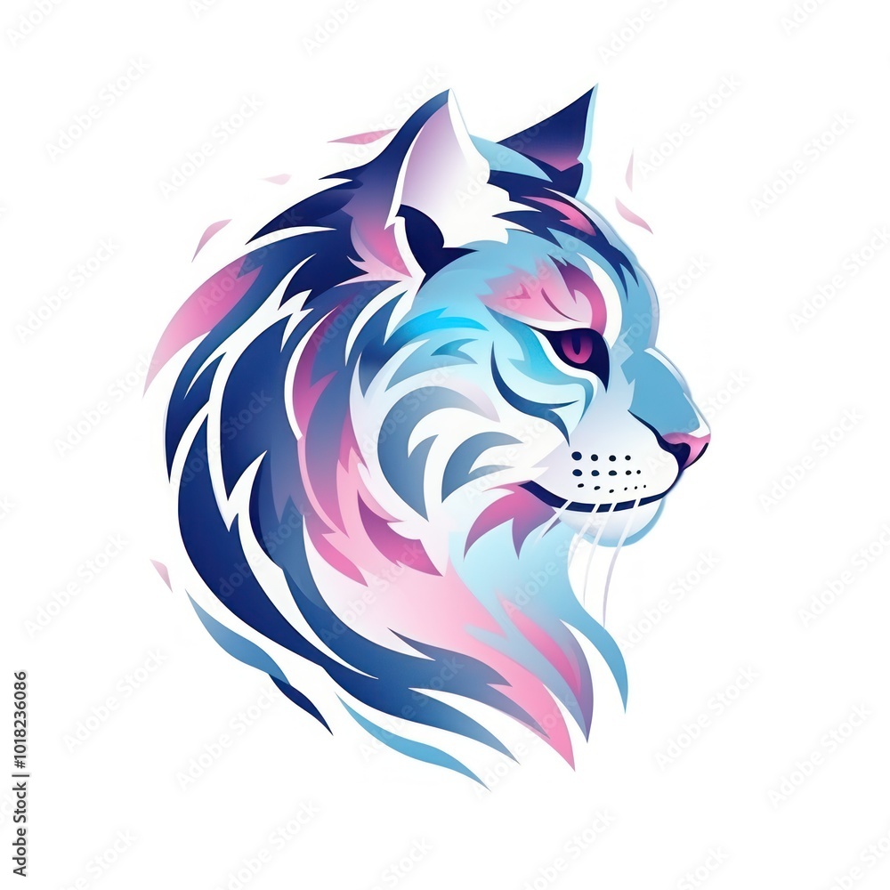 Colorful Gradient Tiger on White Background, Illustration. Modern Abstract Animal Artwork Colorful Gradient Tiger on White Background, Illustration. Modern Abstract Animal Artwork