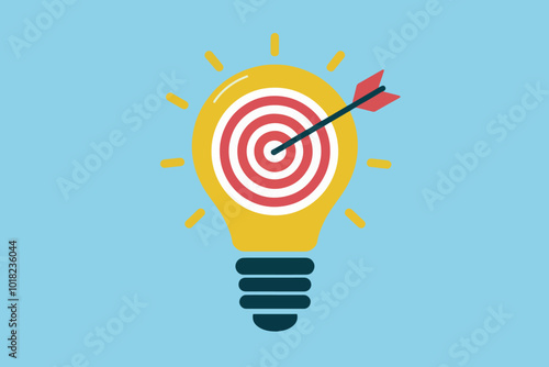 Light bulb with target and dart inside, business concept, strategy and idea.