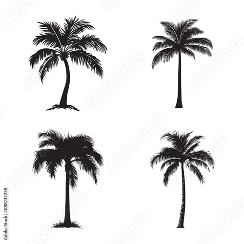 vector of black silhouette of palm tree