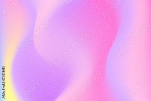 Abstract iridescent neon light grain texture, flowing waves wallpaper with copy space. Blurred gradient background with fluid smooth noise. Cute backdrop for presentation, poster, product display