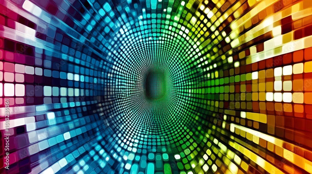Abstract Colorful Pixel Tunnel Background Abstract Colorful Pixel Tunnel Background