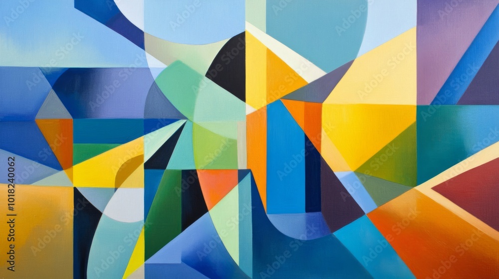 Fototapeta premium Abstract Geometric Composition with Vibrant Colors and Shapes