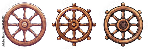 Ship steering wheel isolated on transparent PNG background image perfect for nautical-themed illustrations or marine designs