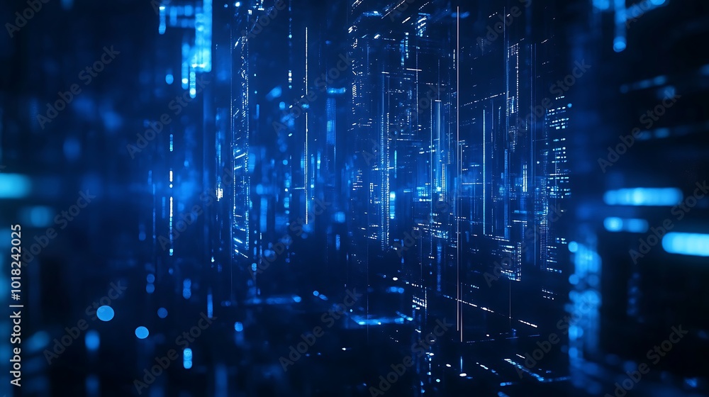 Stunning digital circuit board design featuring radiant blue neon lights Stunning digital circuit board design featuring radiant blue neon lights