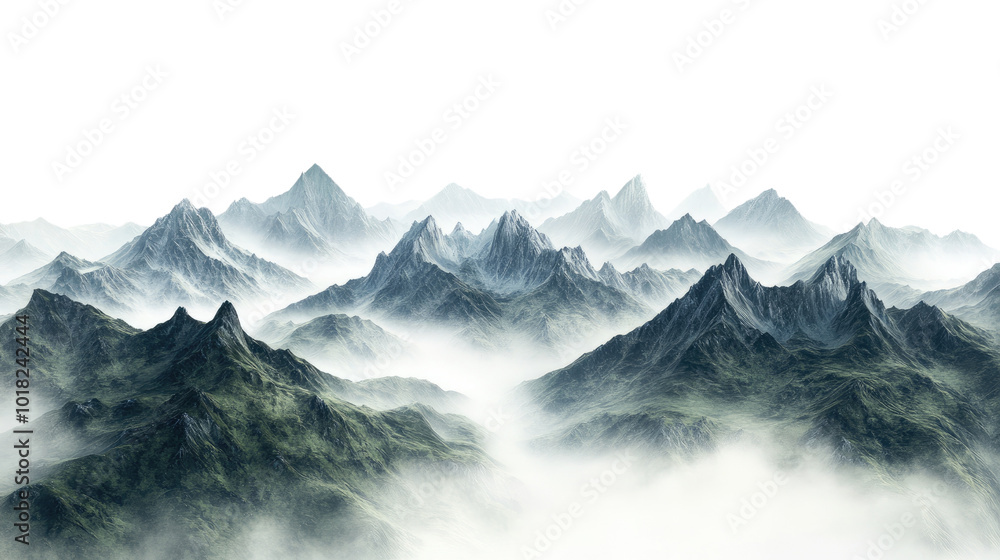 landscape mountains in fog transparent background landscape mountains in fog transparent background
