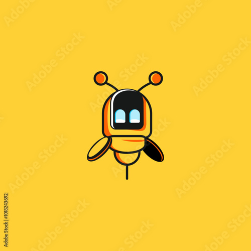 vector cartoon honey bee robot digital
