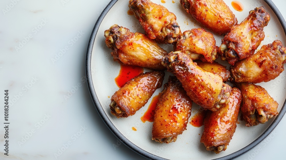 Succulent Spicy Chicken Wings on Modern Plate Succulent Spicy Chicken Wings on Modern Plate