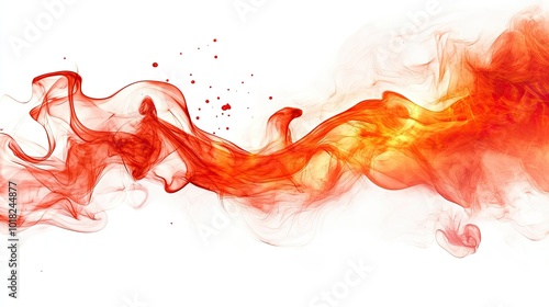 Bright red fire flames flickering against a white background, showcasing dynamic motion and fiery heat