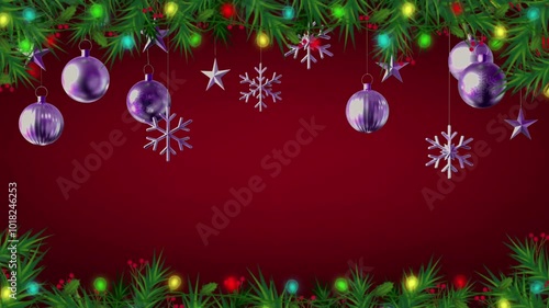 Wallpaper Mural Animation silver ball frame on red background for design Christmas or New year template. Torontodigital.ca