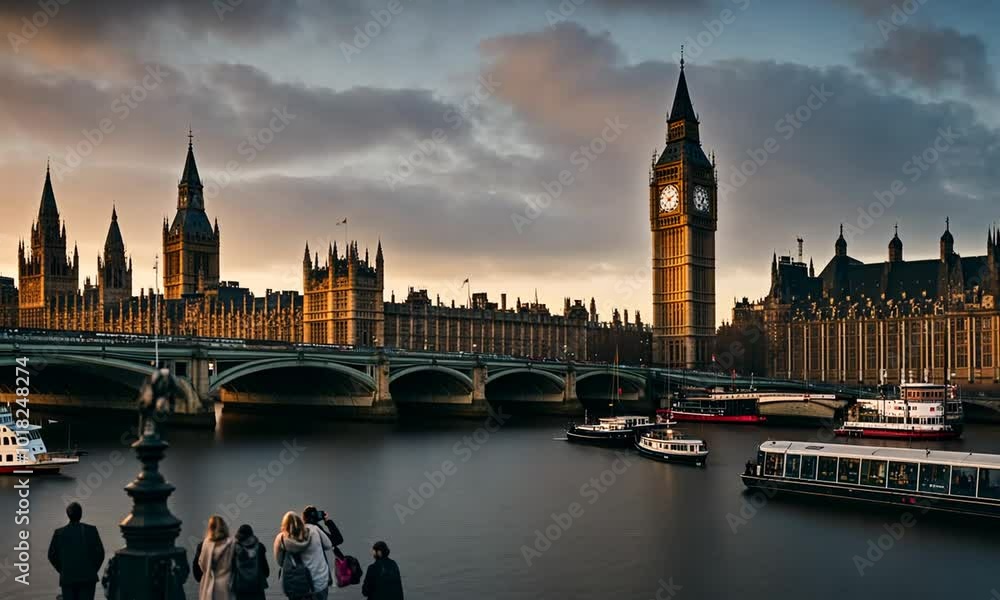 View of the Houses of Parliament in London. View of the Houses of Parliament in London.