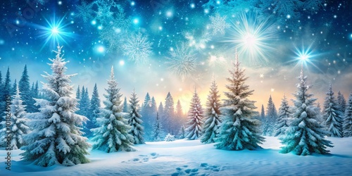 Winter Forest Decoration with Snow-Covered Pines and Shimmering Silver for a Festive Scene